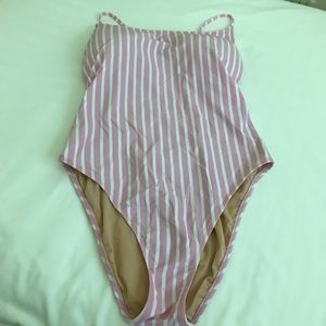 J Crew One-Piece Pink/White Swimsuit, size 14